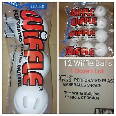 (4) 3 Pack Official Wiffle Balls 1 Dozen (12) Plastic White Baseball In/Outdoor  • $26.99