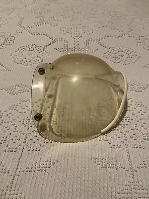 Vintage Snap On Motorcycle Helmet Bubble Shield / Clear White 1960 1970 • $18