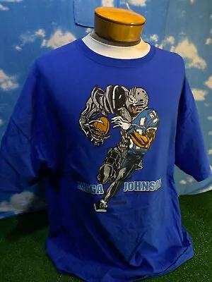 Detroit Lions T-Shirt Shirt Blue Gildan Calvin Johnson Vintage  3XL XXXL C11 • $36.50