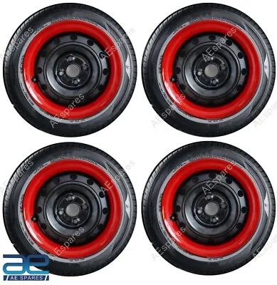 4 Pcs New Wheel Hub Caps Cover Trim Plastic Red 13-14  For Cars Universal • $150.78