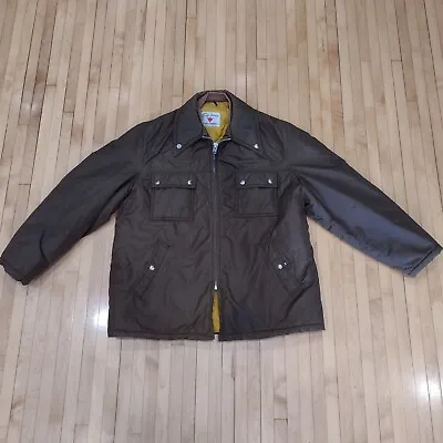 Vtg Field & Stream Gordon Ferguson Puffer Jacket Coat Mens 44 XL Brown Mustard • $21.21
