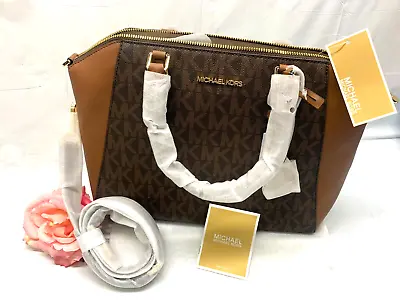 Michael Kors CIARA LG TZ SATCHEL Purse Handbag-Brown **New With Tags** • $159.27