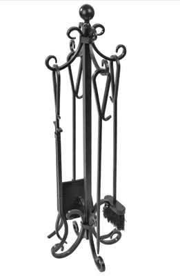 $45 • Buy Amagabeli 5 Pieces Scroll Fireplace Tools Set Cast Iron Indoor Firewood Tools -