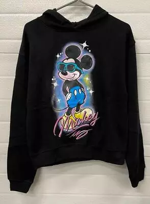 Disney Mickey Mouse Black Hooded Graphic Sweatshirt Cool Shades Sunglasses XL • $11