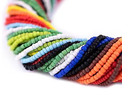 African Maasai Seed Beads 2mm Kenya Multicolor Glass 24 Inch Strand Handmade • $24