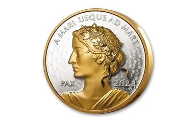 2024 $1 Canada 1oz Proof Silver Peace Dollar Gold Gilt Ultra High Relief OGP/COA • $72