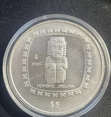 1996 Mexico 5 Pesos 1 Oz Silver Hombre Jaguar Coin (C115) • $109