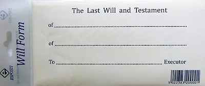 £3.65 • Buy Last Will And Testament & Secure Envelope With Instructions & Example DIY Kit