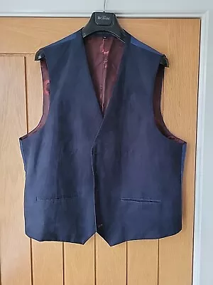 Joe Brown Mens Waistcoat Blue Velvet 50 Regular • £15