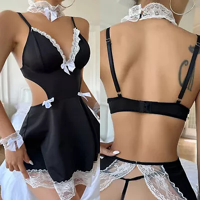 Sexy Lingerie Women Lace Underwear French Maid Nurse Cosplay Babydoll Sleepwear • $13.29