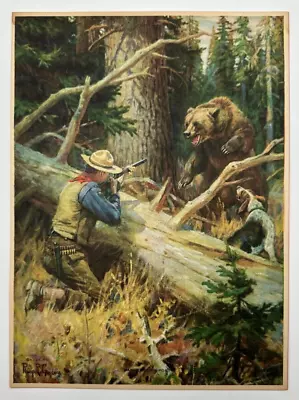 Dangerous Sport Vintage Philip R Goodwin Western Print Hunter Bear Dog • $29.99