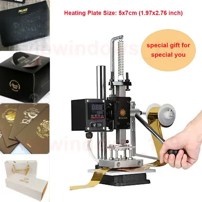 Hot Foil Stamping Machine Gold Embossing Logo Printing Gilding Press 5x7cm 110V • $275.99