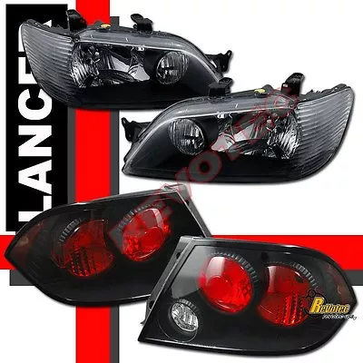 02 03 Mitsubishi Lancer LS ES OZ Headlights & Tail Lights Black  • $245