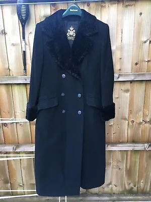 Mansfield London Jacket 10 Black Wool Cashmere Womens Coat Pockets Long • £25