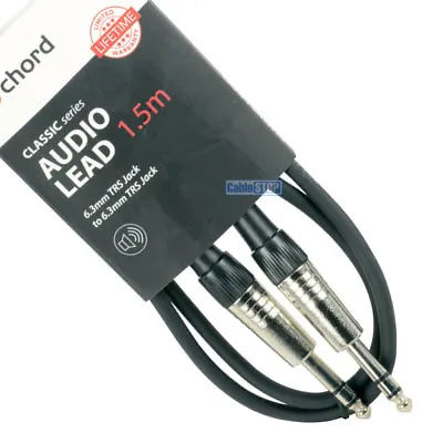 1.5m CLASSIC 6.35mm STEREO 1/4  Guitar Amp Keyboard TRS Jack Cable Mixer Lead • £5.95