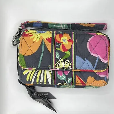 VERA BRADLEY Pink Orange Gray Jazzy Blooms Floral Wallet Wristlet • $13.97