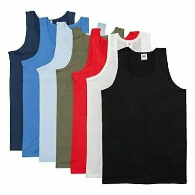 Mens Colour Vest / Plain Men Vests / 100% Cotton Summer Gym Vests Uk Stock • £4.49