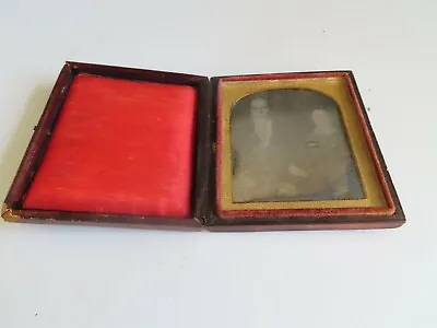 Antique Original Daguerreotype Photo Leather Case Young Man & Woman Sixth Plate • $49.99
