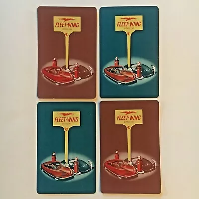 (4) Single FLEET WING GASOLINE Playing Cards - Vintage 1950's - SPACE AGE Cars  • $7