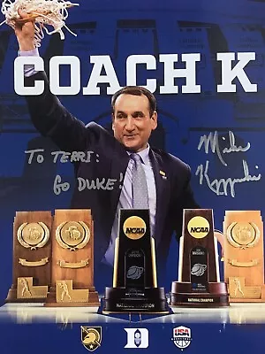 Mike Krzyzewski Coach K Autographed Signed 8.5x11 Photo Duke Blue Devils HOF #4 • $45