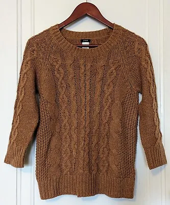 J. CREW Sweater Womens Small Superfine Alpaca Merino Wool Cable Knit Brown • $21.24