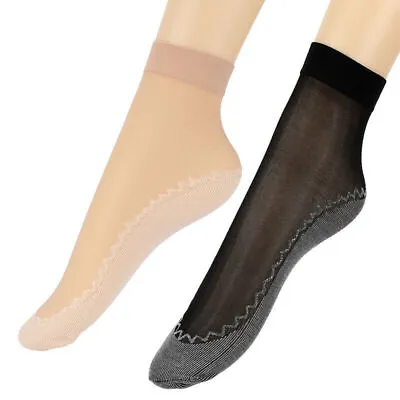 $6.99 • Buy 12x Non Slip Womens Ankle Socks Ultra-thin Elastic Sheer Silky Short Stockings