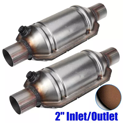 2x 2'' Inlet/Out Universal Catalytic Converter High-Flow Stainless Steel Weld-On • $32.99