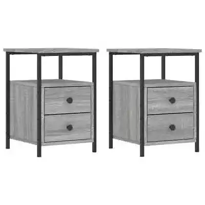 2x Bedside Tables Set Wooden Drawers Storage Side Shelf Cabinets Nightstand Grey • $94.09
