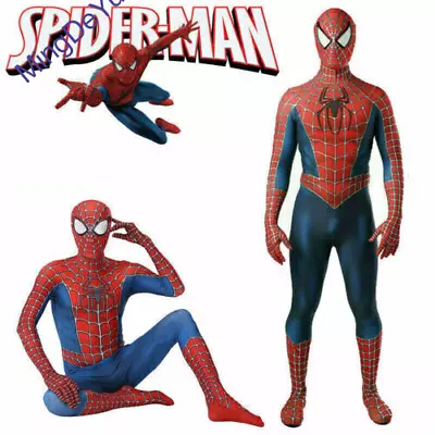 Adult Mens Raimi Spiderman Jumpsuit Halloween Kids Cosplay Xmas Costumes UK • £11.99