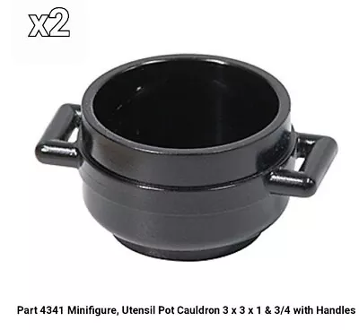NEW LEGO Parts X2 4341 Black Minifigure Utensil Pot Cauldron 3 X 3 X 1 & 3/4 • $3.40