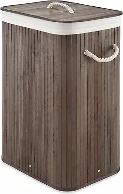 Whitmor Rectangular Bamboo Laundry Hamper With Rope Handles Brown • $35.09