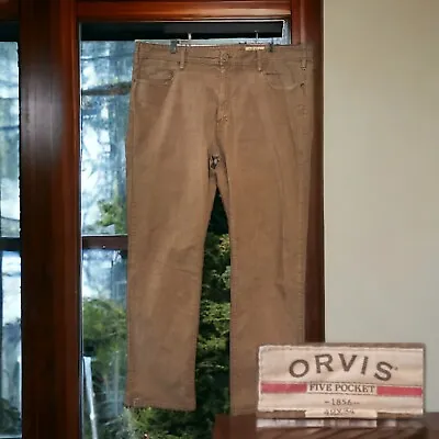 Orvis Five Pocket Pants Cotton Mens 42X34 Brown Straight Leg • $25