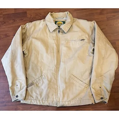 Cabelas Jacket Mens Large TALL Outdoor Gear Duck Tan Canvas Coat Sherpa Lined |L • $34.99
