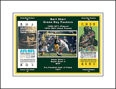 Green Bay Packer Bart Starr Commemorative Super Bowl Champ Matted Collage Pic #5 • $17.95