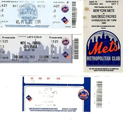 Mets Ticket Stubs Four Different - 1997 2011 2012 And 2015 • $3.99