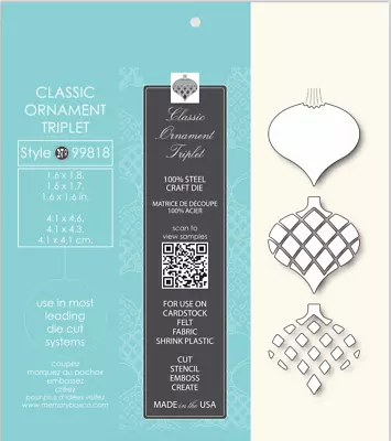 Memory Box Die Classic Ornament Triplet 99818 • $8.99