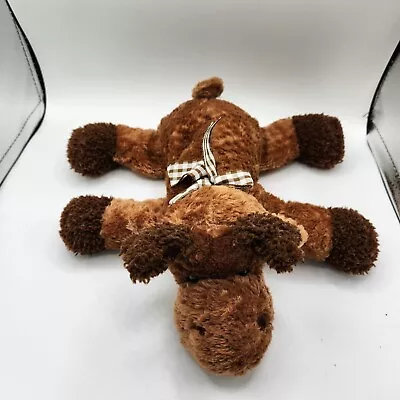 Unipak Floppy Moose Plush 11  Laying Brown Bow Ribbon Stuffed Animal Toy • $8.99