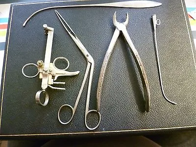 £27 • Buy A Vintage & Antique, Five Piece Collection Of French Dental Surgery Implements