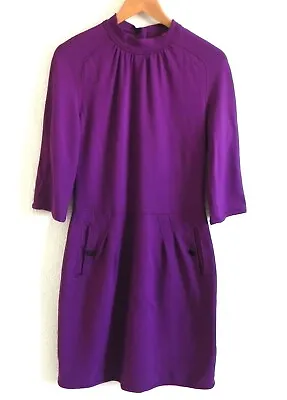 Z Spoke By Zac Posen Sheath Dress Purple Back Button 3/4 Sleeve Drop Waist S • $46.74