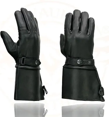 Milwaukee Leather Mens Gauntlet Motorcycle Gloves Deerskin Long Cuff Lined Large • $47.95