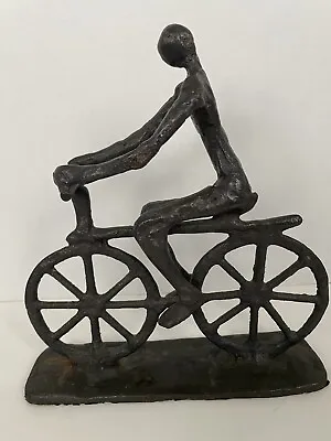 $36.99 • Buy Vintage Brutalist Iron Metal Metalwork Bicyclist Bicycle Sculpture MCM 9”x8”x3”