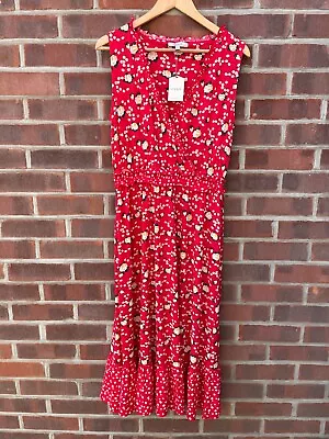 OASIS Wrap Style Red Dress A-Line Womens Size UK 12 | M Midi Evening Party • $34.09