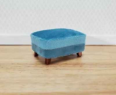 Dollhouse Footstool Ottoman Teal Fabric Modern 1:12 Scale Miniature Furniture • $9.25