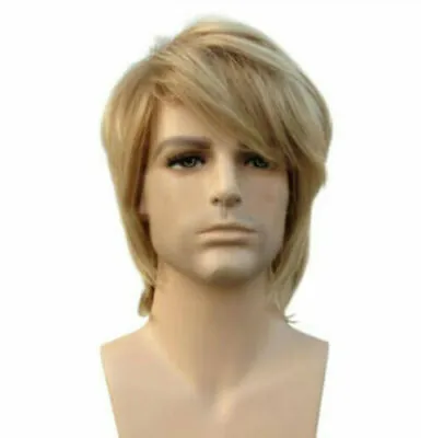 Handsome Mens Short Daily Wig Male Curly Synthetic Hair Cosplay Party Full Wigs • £14.39