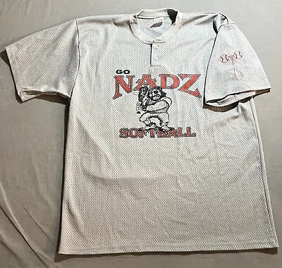 Go Nadz Softball Jersey Adult Gray Button Up Short Sleeve Mens • $11.80