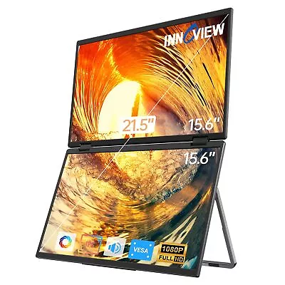 InnoView Laptop Screen Extender 15.6  Dual Monitors Stacked Folding Triple 1080P • $398