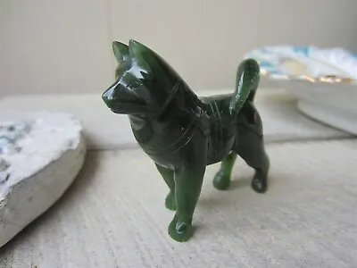 $9.99 • Buy Vintage Carved Green Jade Souvenir Of Alaska 2  Husky Miniature Dog Figurine 