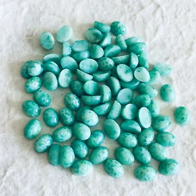 AL1003 Vintage Czech Glass Cabochons 7x5mm Oval Chinese Jade Unfoiled (72) • $4.99