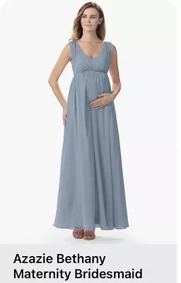 Azazie Large Bethany Maternity Bridesmaid Dress In Dusty Blue • £24.13