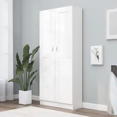 White Cabinet Cupboard Tall Display Media Storage Unit W/ 2 Doors & 4 Shelves • £140.95